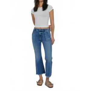 NEW HIDDEN happi cargo cropped flare jean in medium dark
